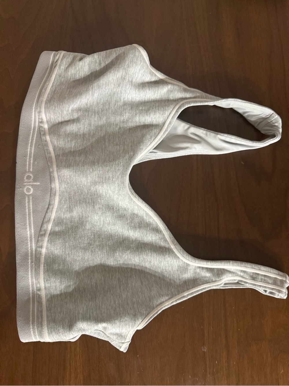 ALO Yoga Light Gray Seamless Racerback Sports Bra & leggings